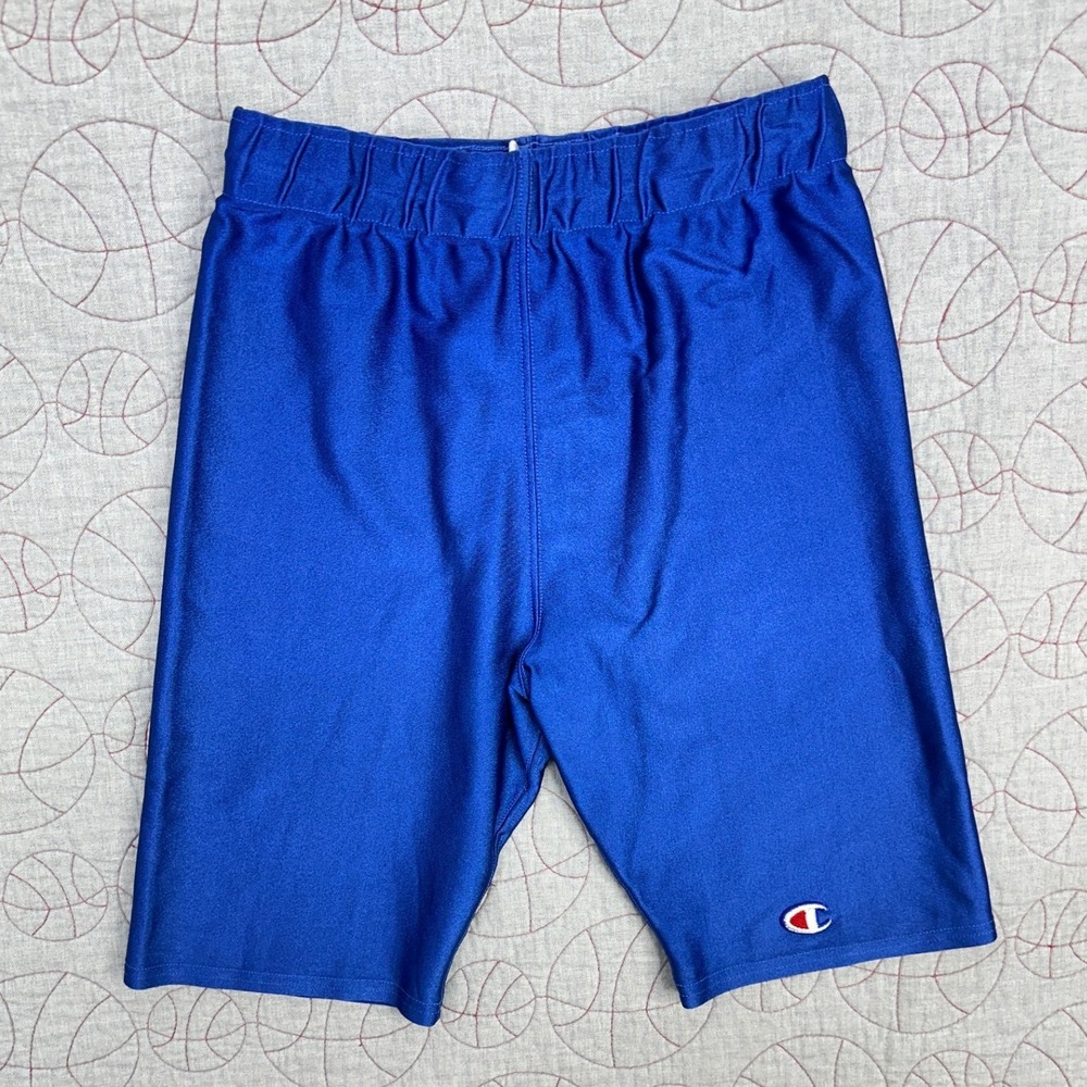 VTG 80s Champion‎ Football Compression Shorts Blue Logo USA Made / X-Large